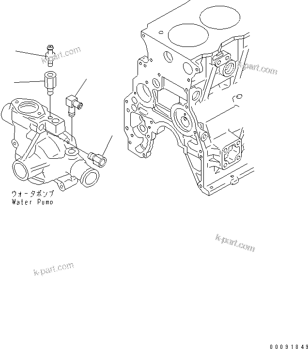 Komatsu parts book diagram for SAA4D95LE-5L-W S/N 500001-UP: WATER PUMP ADAPTER(#511213-)