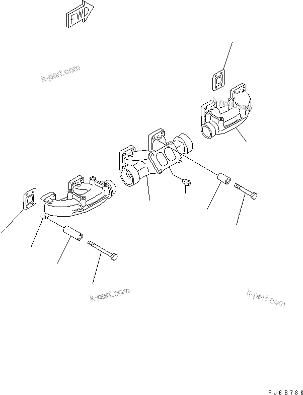Komatsu parts book diagram for SAA6D140E-3B-8 S/N 110003-UP: EXHAUST MANIFOLD