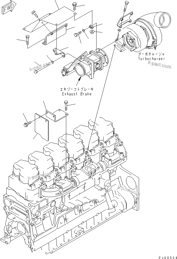 Komatsu parts book diagram for SAA6D140E-3B-8 S/N 110003-UP: HEAT SHIELD (2/2) EXHAUST BRAKE(#112821-)
