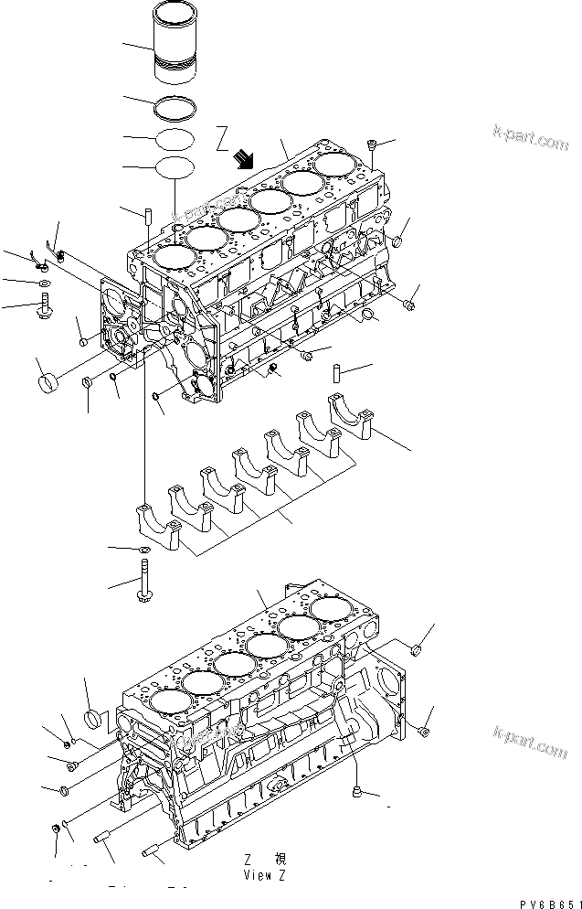 Komatsu parts book diagram for SAA6D140E-3B-8 S/N 110003-UP: CYLINDER BLOCK(#110001-)