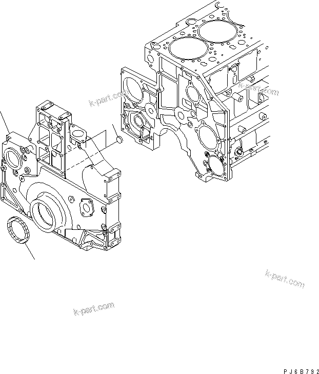 Komatsu parts book diagram for SAA6D140E-3B-8 S/N 110003-UP: FRONT COVER(#110014-)