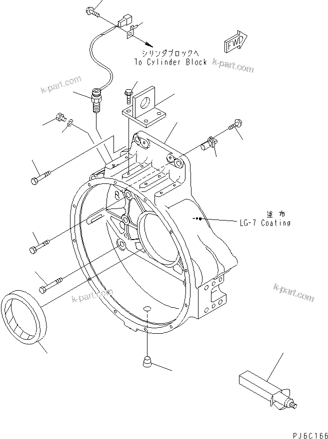 Komatsu parts book diagram for SAA6D140E-3B-8 S/N 110003-UP: FLYWHEEL HOUSING(#110014-)