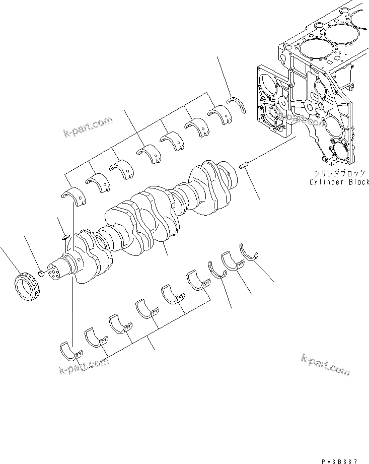 Komatsu parts book diagram for SAA6D140E-3B-8 S/N 110003-UP: CRANKSHAFT(#110001-)