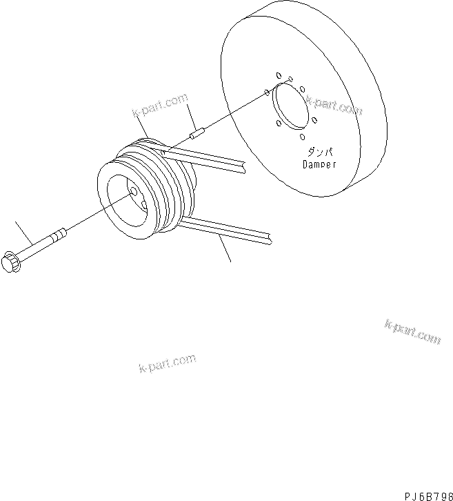 Komatsu parts book diagram for SAA6D140E-3B-8 S/N 110003-UP: CRANK PULLEY(#110014-)