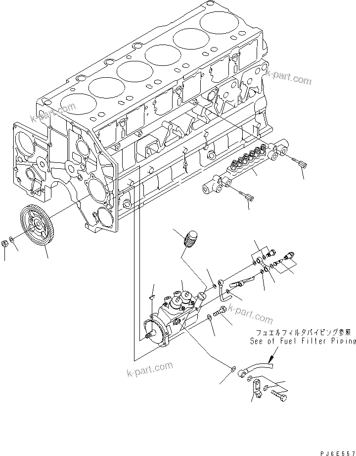 Komatsu parts book diagram for SAA6D140E-3B-8 S/N 110003-UP: FUEL SUPPLY PUMP AND COMMON RAIL MOUNTING(HM400-1)(#110014-110237)