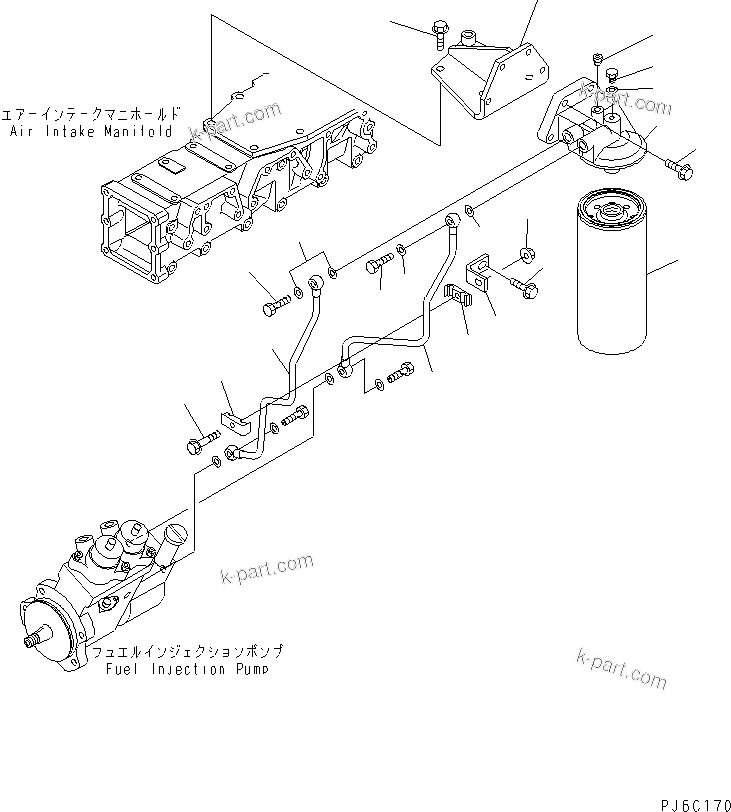 Komatsu parts book diagram for SAA6D140E-3B-8 S/N 110003-UP: FUEL FILTER (THREAD 1-5/8)(#114202-)