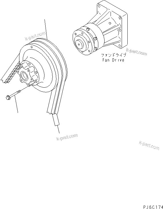 Komatsu parts book diagram for SAA6D140E-3B-8 S/N 110003-UP: FAN PULLEY AND V-BELT(#110014-)