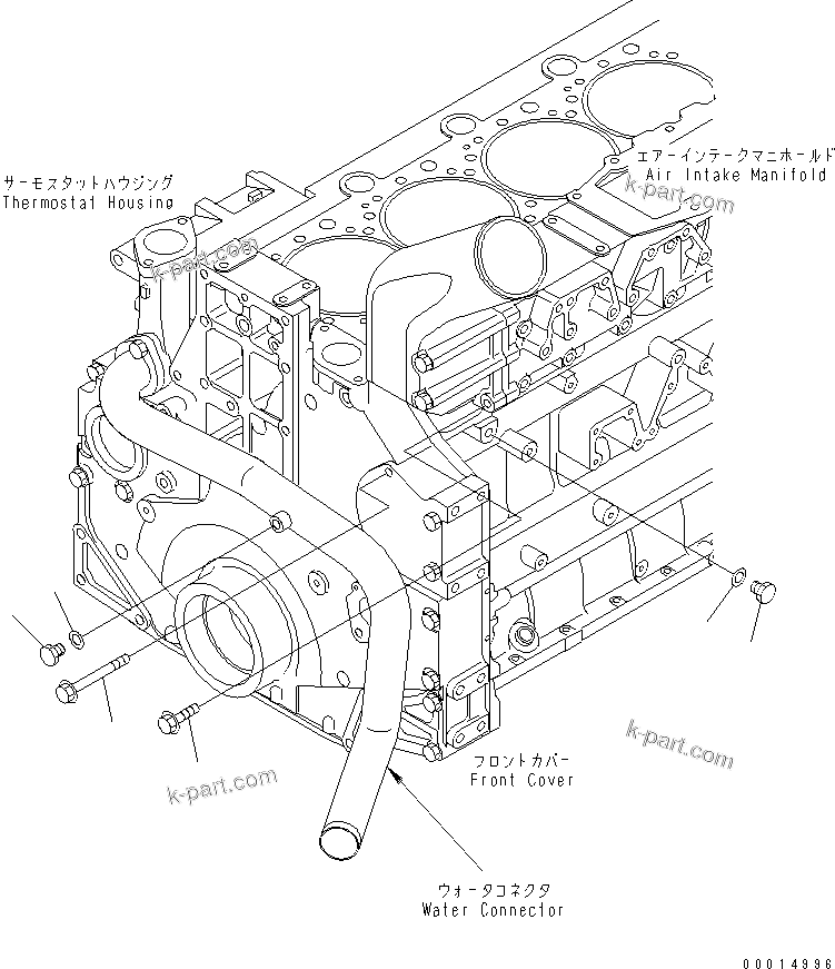 Komatsu parts book diagram for SAA6D140E-3B-8 S/N 110003-UP: WATER LINE PLUG (WITHOUT CORROSION RESISTOR)(#112318-)