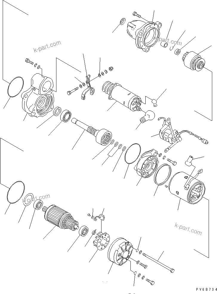Komatsu parts book diagram for SAA6D140E-3B-8 S/N 110003-UP: STARTING MOTOR (11KW) (INNER PARTS)(#110001-111453)