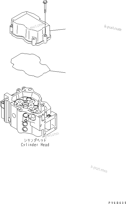 Komatsu parts book diagram for SAA6D140E-3D-8 S/N 110003-UP (Rear Engine): HEAD COVER(#110001-)