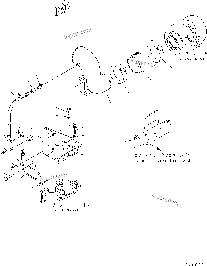 Komatsu parts book diagram for SAA6D140E-3D-8 S/N 110003-UP (Rear Engine): AIR CONNECTION AND SENSOR(#110134-)