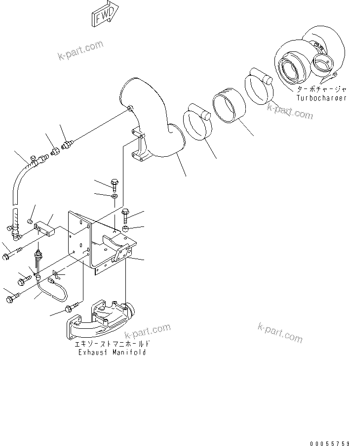 Komatsu parts book diagram for SAA6D140E-3D-8 S/N 110003-UP (Rear Engine): AIR CONNECTION AND SENSOR (POOR FUEL ARRANGEMENT SPEC.)(#114859-)