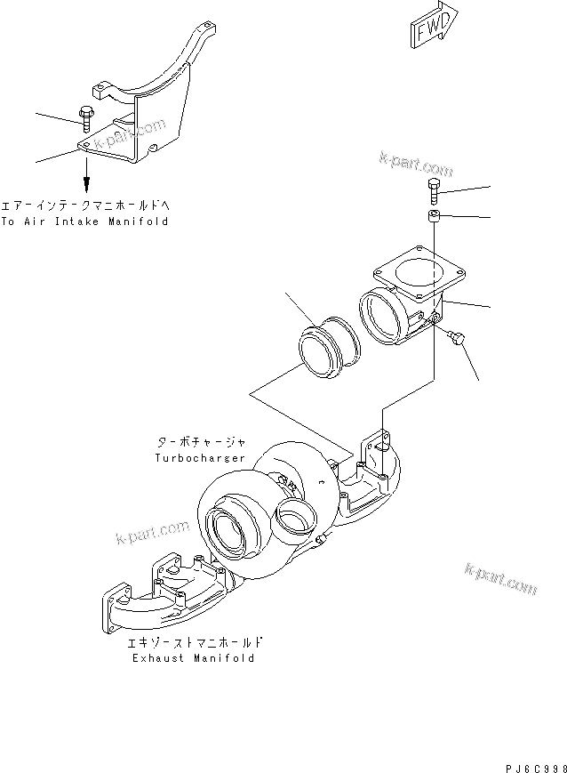 Komatsu parts book diagram for SAA6D140E-3D-8 S/N 110003-UP (Rear Engine): EXHAUST CONNECTION(#110134-)