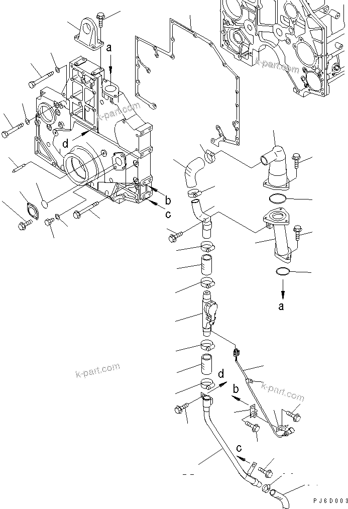 Komatsu parts book diagram for SAA6D140E-3D-8 S/N 110003-UP (Rear Engine): FRONT COVER MOUNTING AND BREATHER (FOR PC1800-6 REAR ENGINE)(#110135-110812)