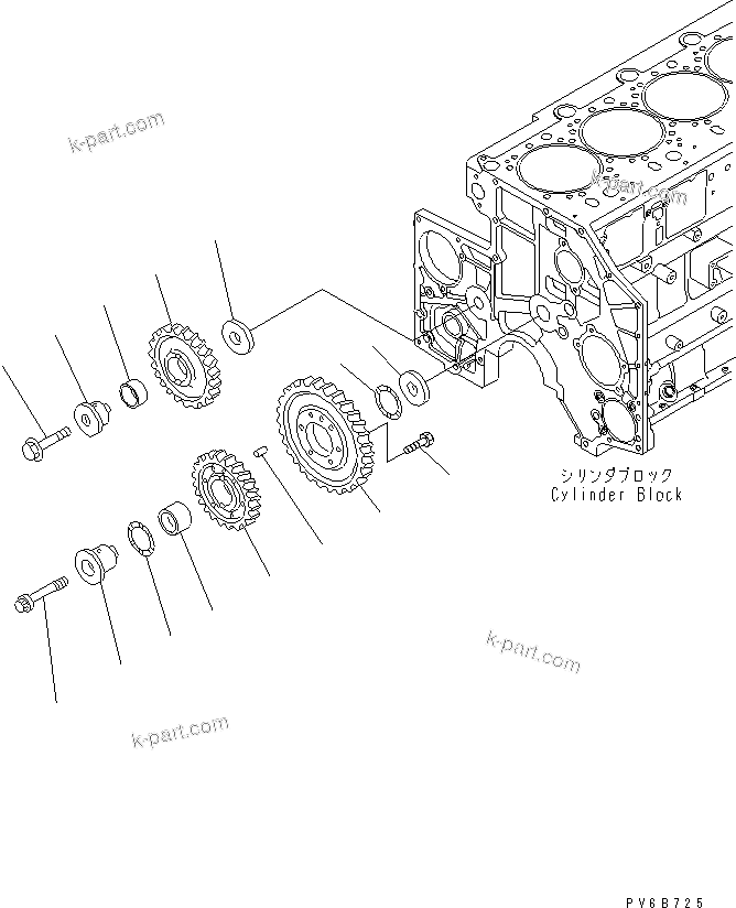 Komatsu parts book diagram for SAA6D140E-3D-8 S/N 110003-UP (Rear Engine): IDLER GEAR(#110001-)