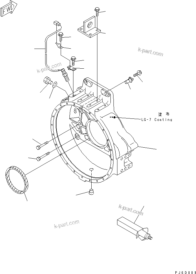 Komatsu parts book diagram for SAA6D140E-3D-8 S/N 110003-UP (Rear Engine): FLYWHEEL HOUSING(#110134-)
