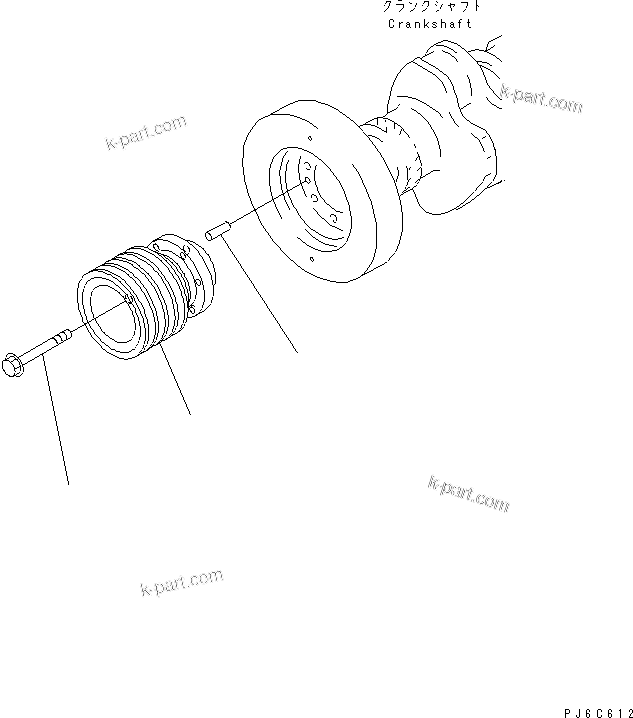 Komatsu parts book diagram for SAA6D140E-3D-8 S/N 110003-UP (Rear Engine): CRANK PULLEY(#110948-)