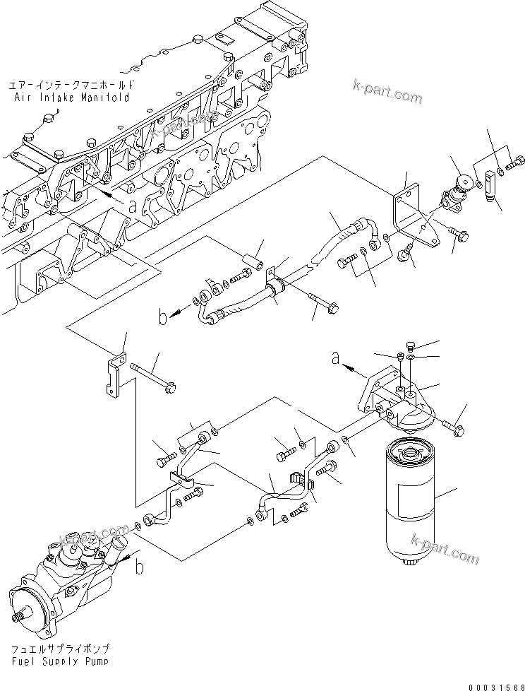 Komatsu parts book diagram for SAA6D140E-3D-8 S/N 110003-UP (Rear Engine): FUEL FILTER (THREAD 1-5/8)(#114243-)