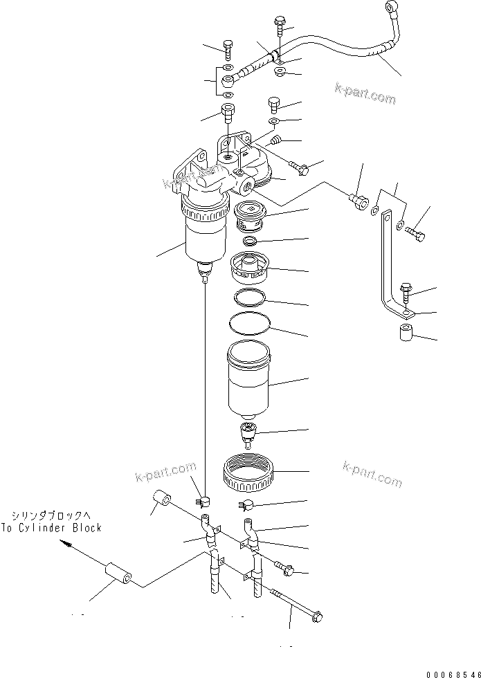 Komatsu parts book diagram for SAA6D140E-3D-8 S/N 110003-UP (Rear Engine): WATER SEPARATOR (BAD FUEL GROUND SPEC.)(#111174-)