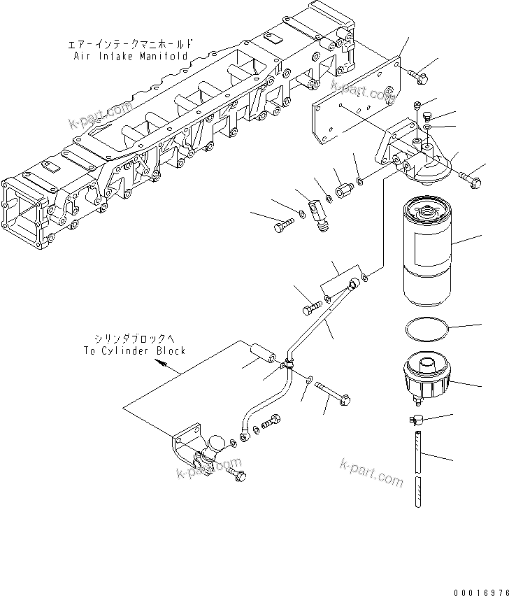 Komatsu parts book diagram for SAA6D140E-3D-8 S/N 110003-UP (Rear Engine): PRE FILTER MOUNTING (THREAD 1-1/4)(#111853-)