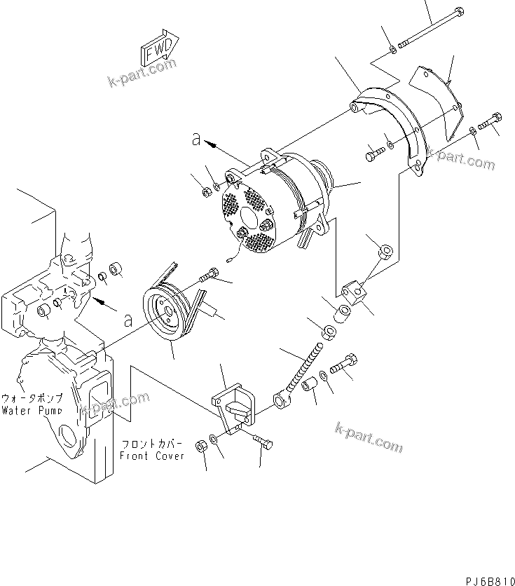 Komatsu parts book diagram for SAA6D140E-3D-8 S/N 110003-UP (Rear Engine): ALTERNATOR MOUNTING (75A) (SANDY AND DUSTY SPEC.)(#110089-)