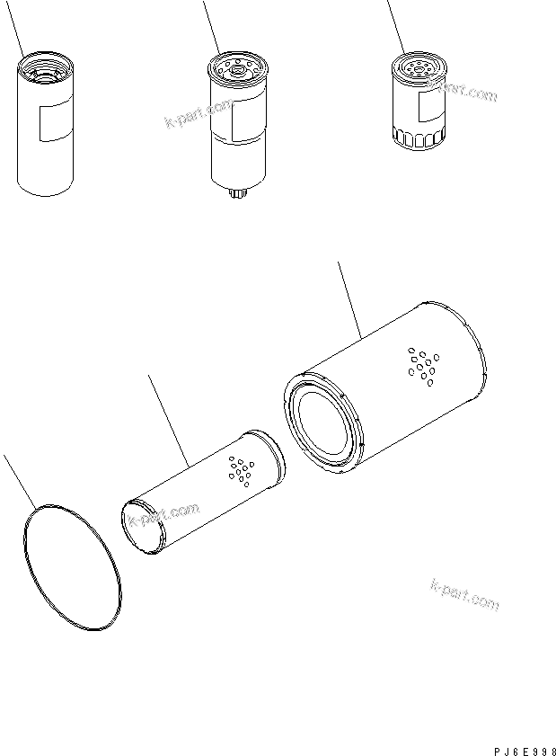 Komatsu parts book diagram for SAA6D140E-3D-8 S/N 110003-UP (Rear Engine): SPARE PARTS (AIR ELEMENT AND CARTRIDGE)(#110134-114242)