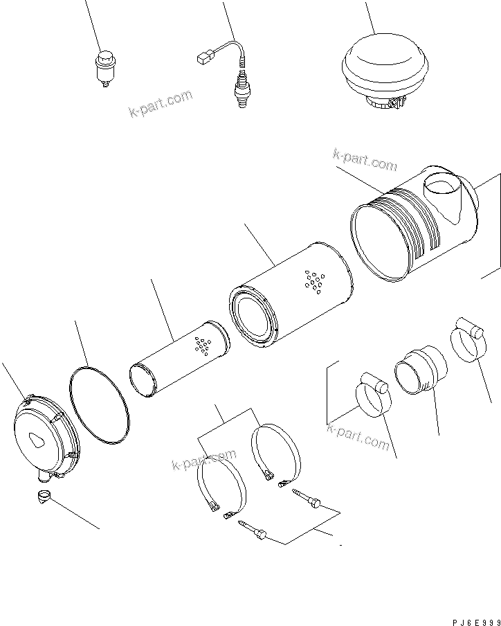 Komatsu parts book diagram for SAA6D140E-3D-8 S/N 110003-UP (Rear Engine): AIR CLEANER (FOR PC1800-6)(#110134-)