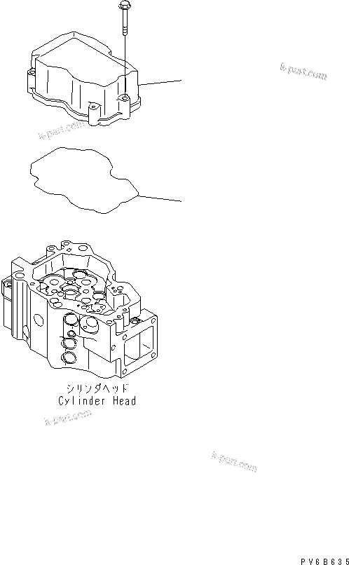 Komatsu parts book diagram for SAA6D140E-3J-1 S/N 111534-UP: HEAD COVER(#110001-)