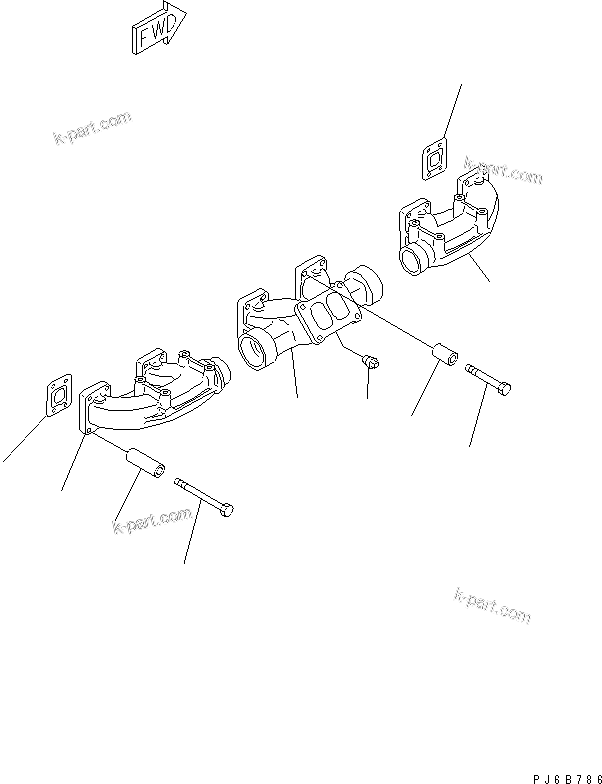 Komatsu parts book diagram for SAA6D140E-3J-1 S/N 111534-UP: EXHAUST MANIFOLD(#110003-)