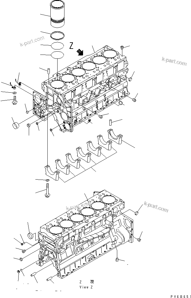 Komatsu parts book diagram for SAA6D140E-3J-1 S/N 111534-UP: CYLINDER BLOCK(#110001-)