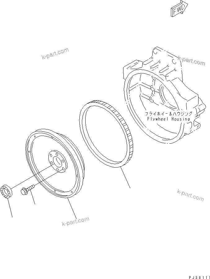 Komatsu parts book diagram for SAA6D140E-3J-1 S/N 111534-UP: FLYWHEEL (EXTREME COLD TERRAIN SPEC.)