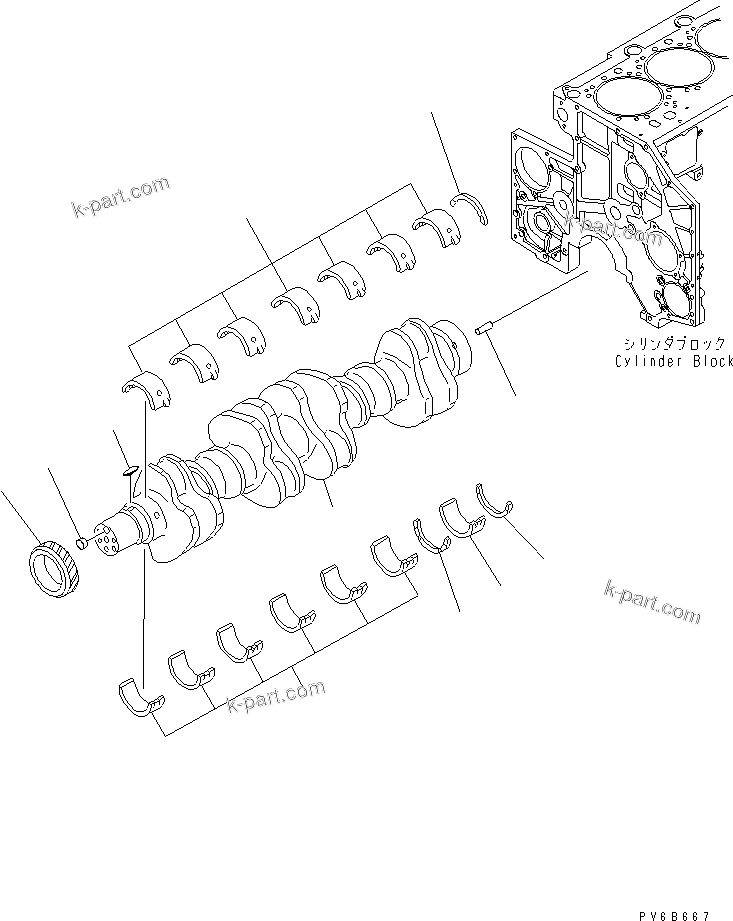 Komatsu parts book diagram for SAA6D140E-3J-1 S/N 111534-UP: CRANKSHAFT(#110001-)