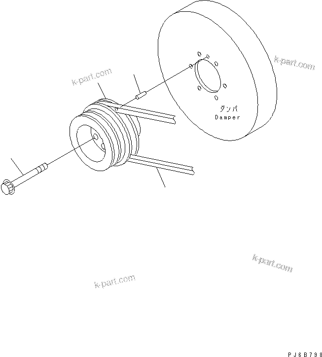 Komatsu parts book diagram for SAA6D140E-3J-1 S/N 111534-UP: CRANK PULLEY (EXTREME COLD TERRAIN SPEC.)