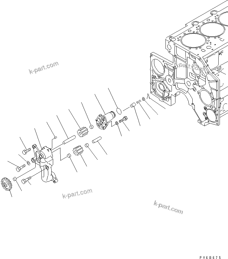 Komatsu parts book diagram for SAA6D140E-3J-1 S/N 111534-UP: OIL PUMP(#110001-)