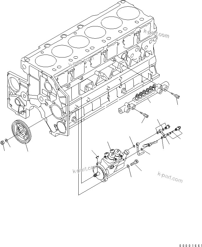 Komatsu parts book diagram for SAA6D140E-3J-1 S/N 111534-UP: FUEL SUPPLY PUMP AND COMMON RAIL MOUNTING (EXTREME COLD TRRAIN SPEC.)