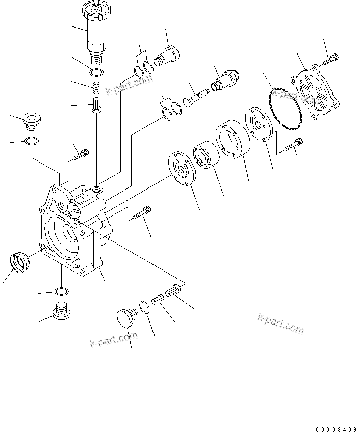 Komatsu parts book diagram for SAA6D140E-3J-1 S/N 111534-UP: FUEL SUPPLY PUMP (FEED PUMP) (INNER PARTS)