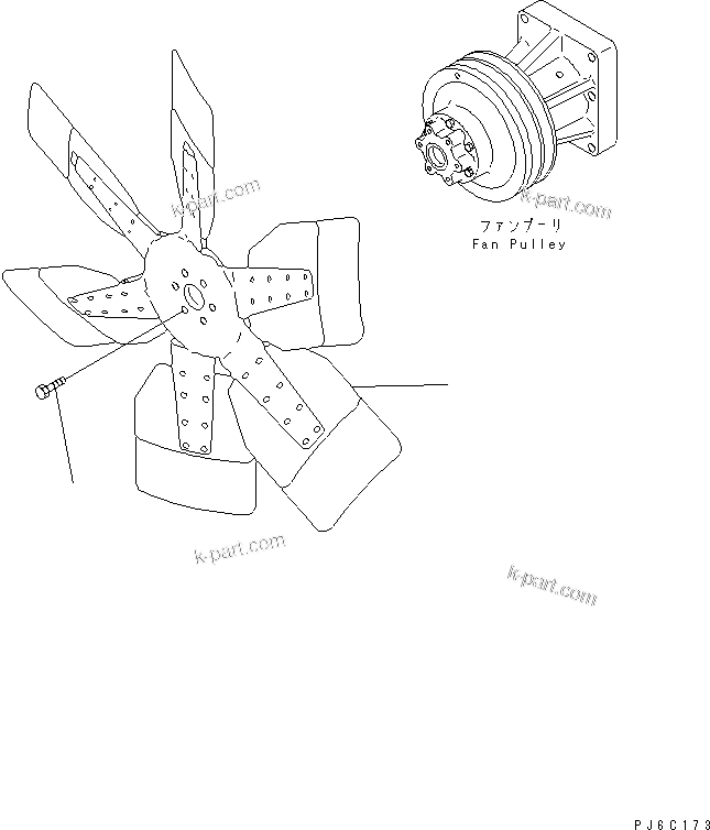 Komatsu parts book diagram for SAA6D140E-3J-1 S/N 111534-UP: COOLING FAN(#110014-)