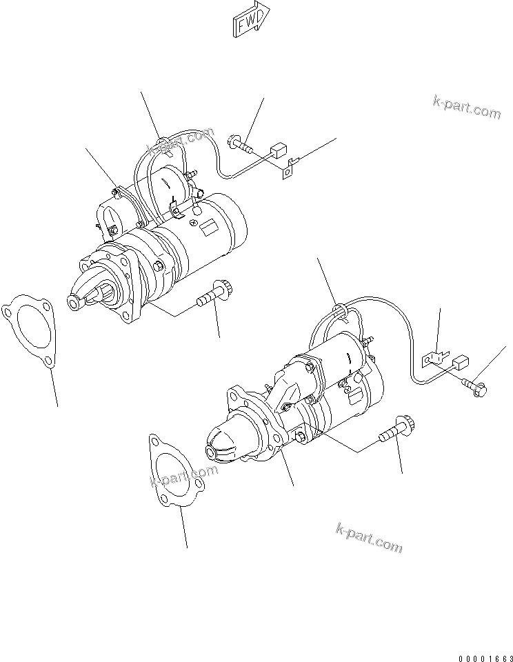 Komatsu parts book diagram for SAA6D140E-3J-1 S/N 111534-UP: STARTING MOTOR MOUNTING (11KW) (EXTREME COLD TERRAIN SPEC.)