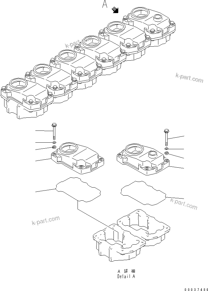 Komatsu parts book diagram for SAA6D125E-2B-8 S/N 60721-UP: HEAD COVER(#75758-)