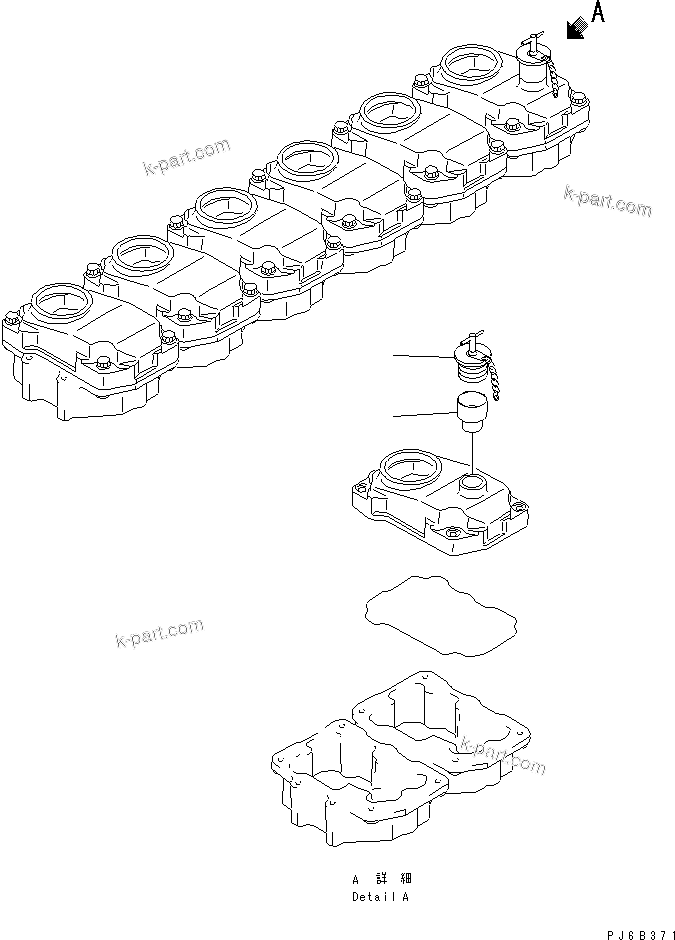 Komatsu parts book diagram for SAA6D125E-2B-8 S/N 60721-UP: HEAD COVER RELATED PARTS (CAP)(#75758-)