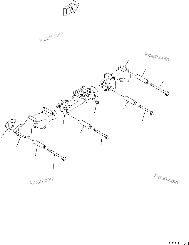 Komatsu parts book diagram for SAA6D125E-2B-8 S/N 60721-UP: EXHAUST MANIFOLD