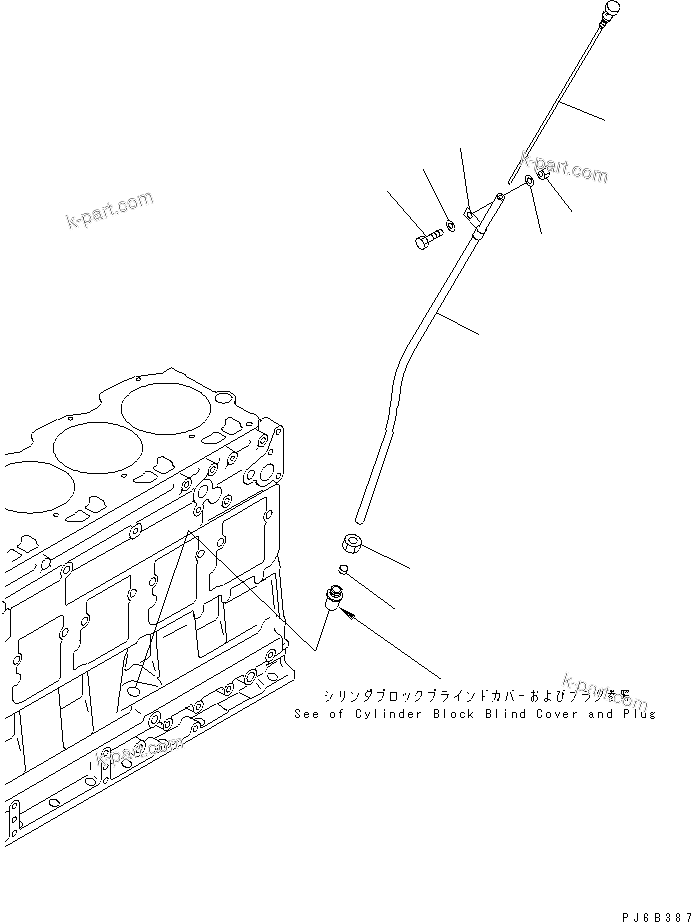 Komatsu parts book diagram for SAA6D125E-2B-8 S/N 60721-UP: OIL LEVEL GAUGE(#210002-)