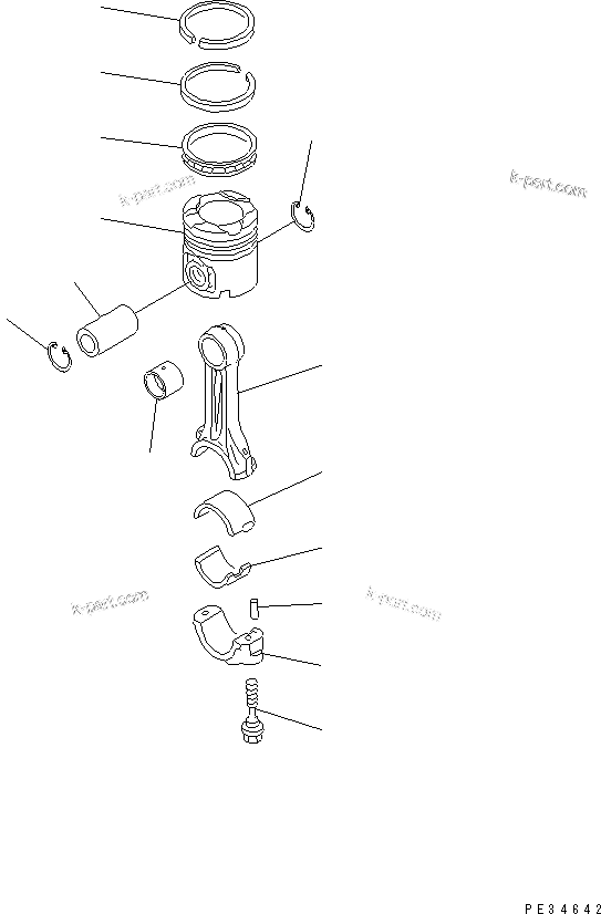 Komatsu parts book diagram for SAA6D125E-2B-8 S/N 60721-UP: PISTON