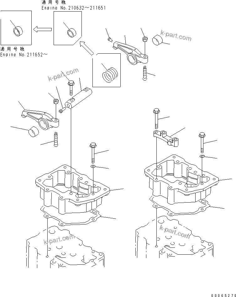 Komatsu parts book diagram for SAA6D125E-2B-8 S/N 60721-UP: ROCKER ARM(#210001-)