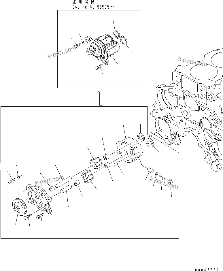 Komatsu parts book diagram for SAA6D125E-2B-8 S/N 60721-UP: OIL PUMP