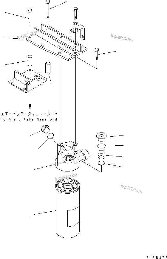 Komatsu parts book diagram for SAA6D125E-2B-8 S/N 60721-UP: OIL FILTER(#210001-)