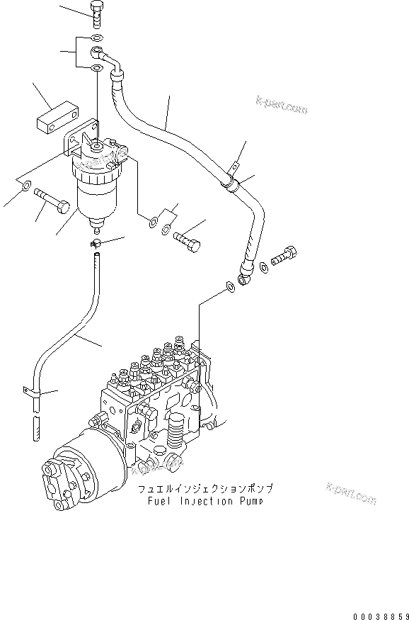 Komatsu parts book diagram for SAA6D125E-2B-8 S/N 60721-UP: WATER SEPARATOR AND PIPING(#210190-)
