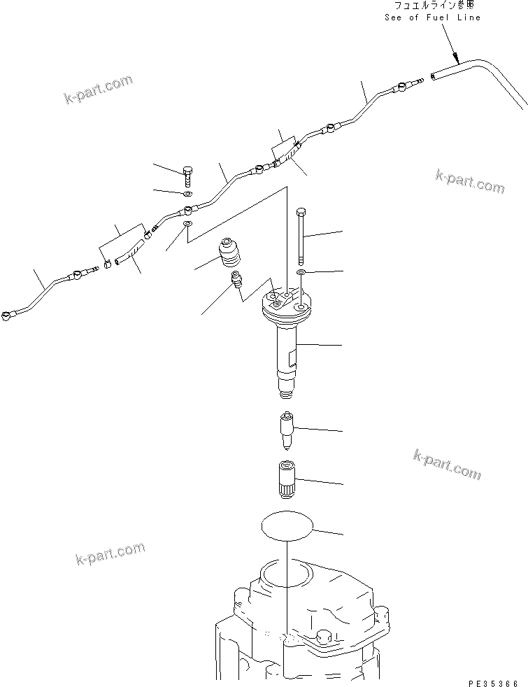 Komatsu parts book diagram for SAA6D125E-2B-8 S/N 60721-UP: INJECTION NOZZLE(#210001-)