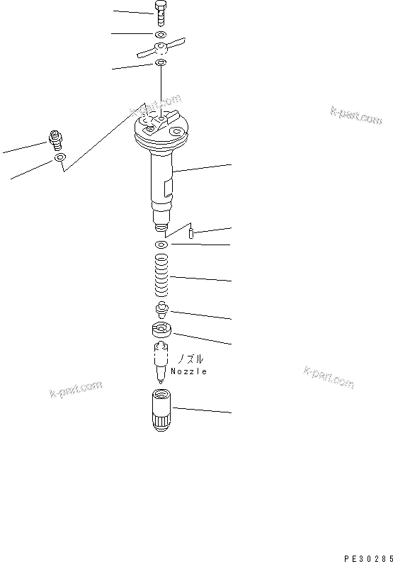 Komatsu parts book diagram for SAA6D125E-2B-8 S/N 60721-UP: NOZZLE HOLDER (INNER PARTS)(#210001-)