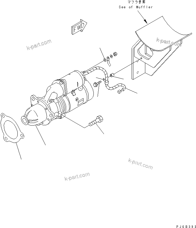 Komatsu parts book diagram for SAA6D125E-2B-8 S/N 60721-UP: STARTER MOUNTING (11KW)(#210001-)